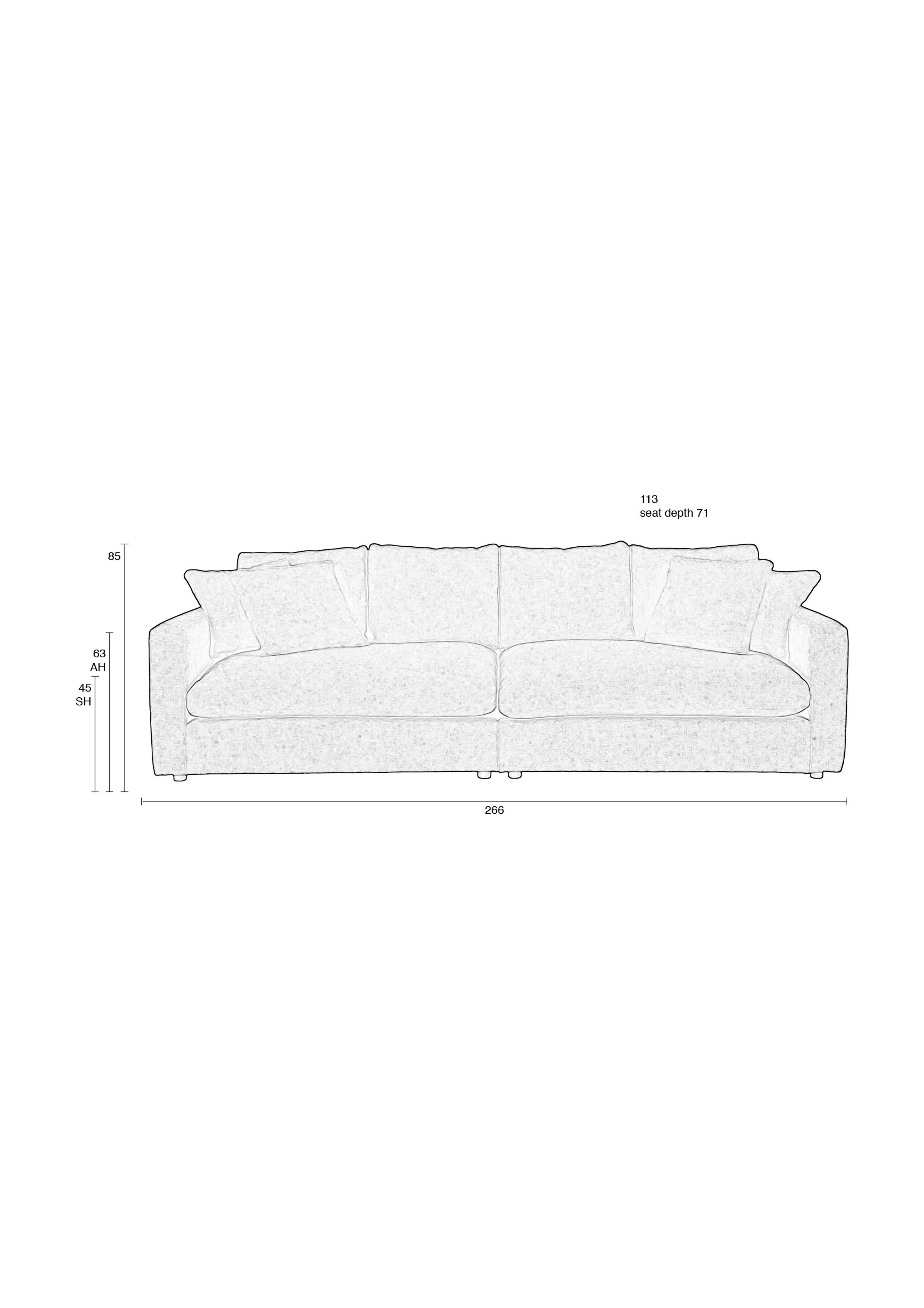 Sense 3-Sitzer Sofa Creme 266x113cm - Image 4