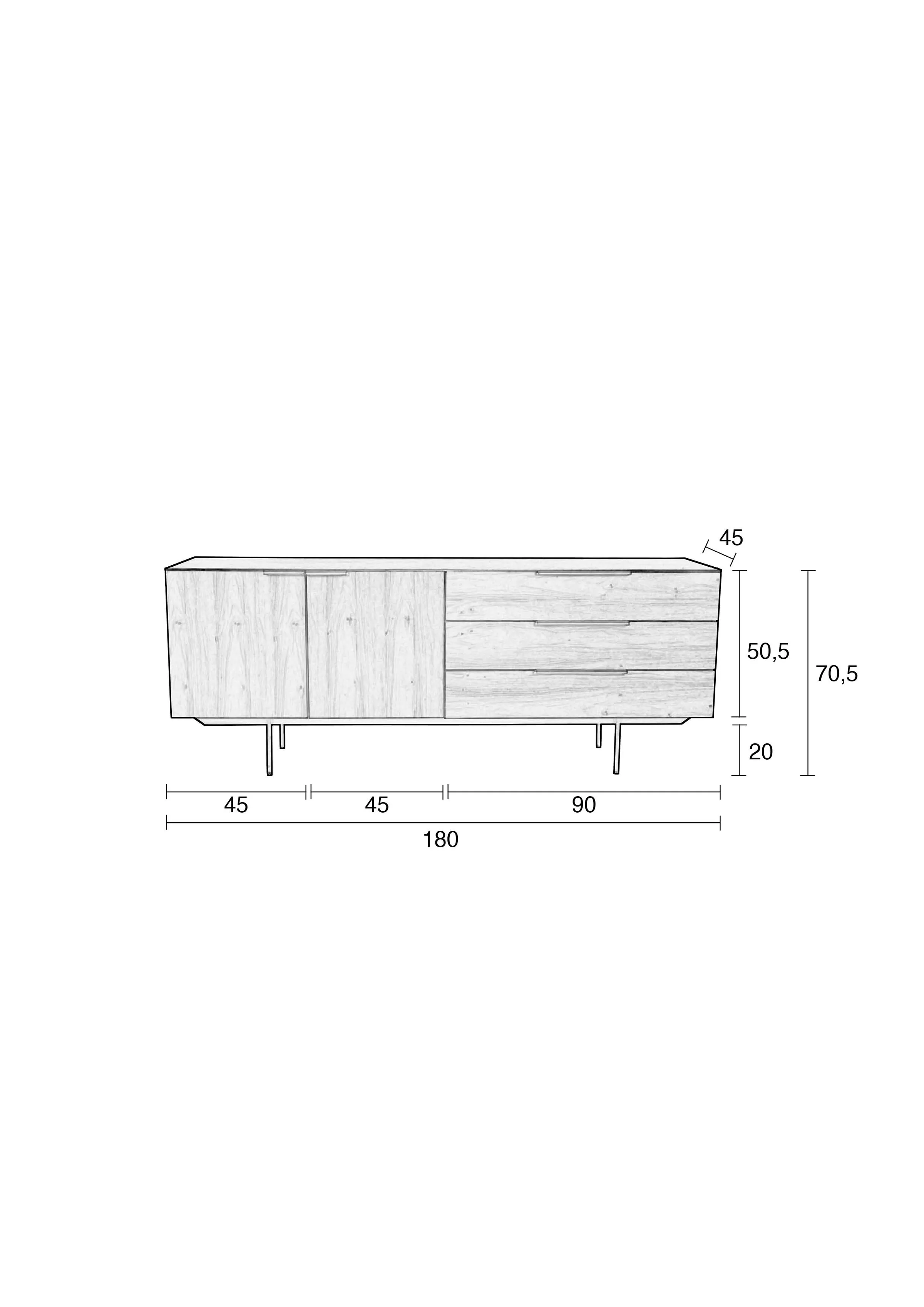 Travis Sideboard Schwarze Eiche 180x45x71 cm - Image 5